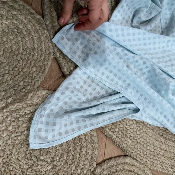 Gingham Puff Long Sleeve Square Neck smocked Midi Dress sky Blue Womens Large - Picture 4 of 4